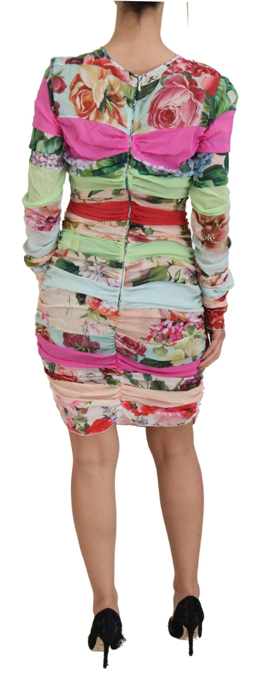 Dolce & Gabbana Multicolor Silk Floral Bodycon Sheath Dress