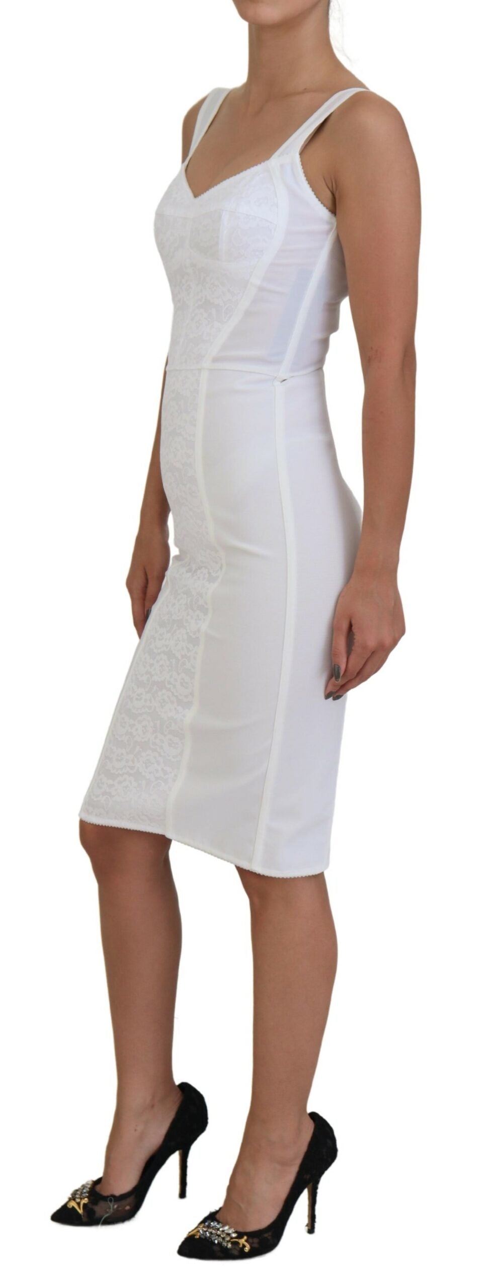 Dolce & Gabbana White Nylon Bodycon Bustier Sheath Dress