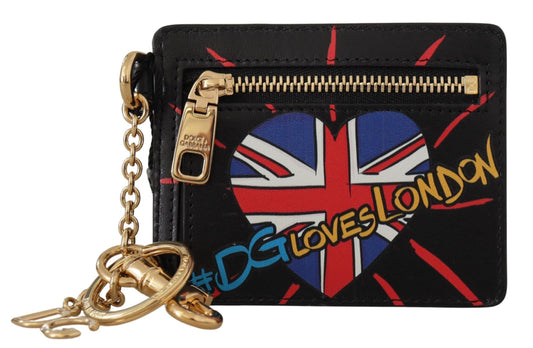 Dolce & Gabbana Black Leather #DGLovesLondon Keyring Cardholder Coin Case