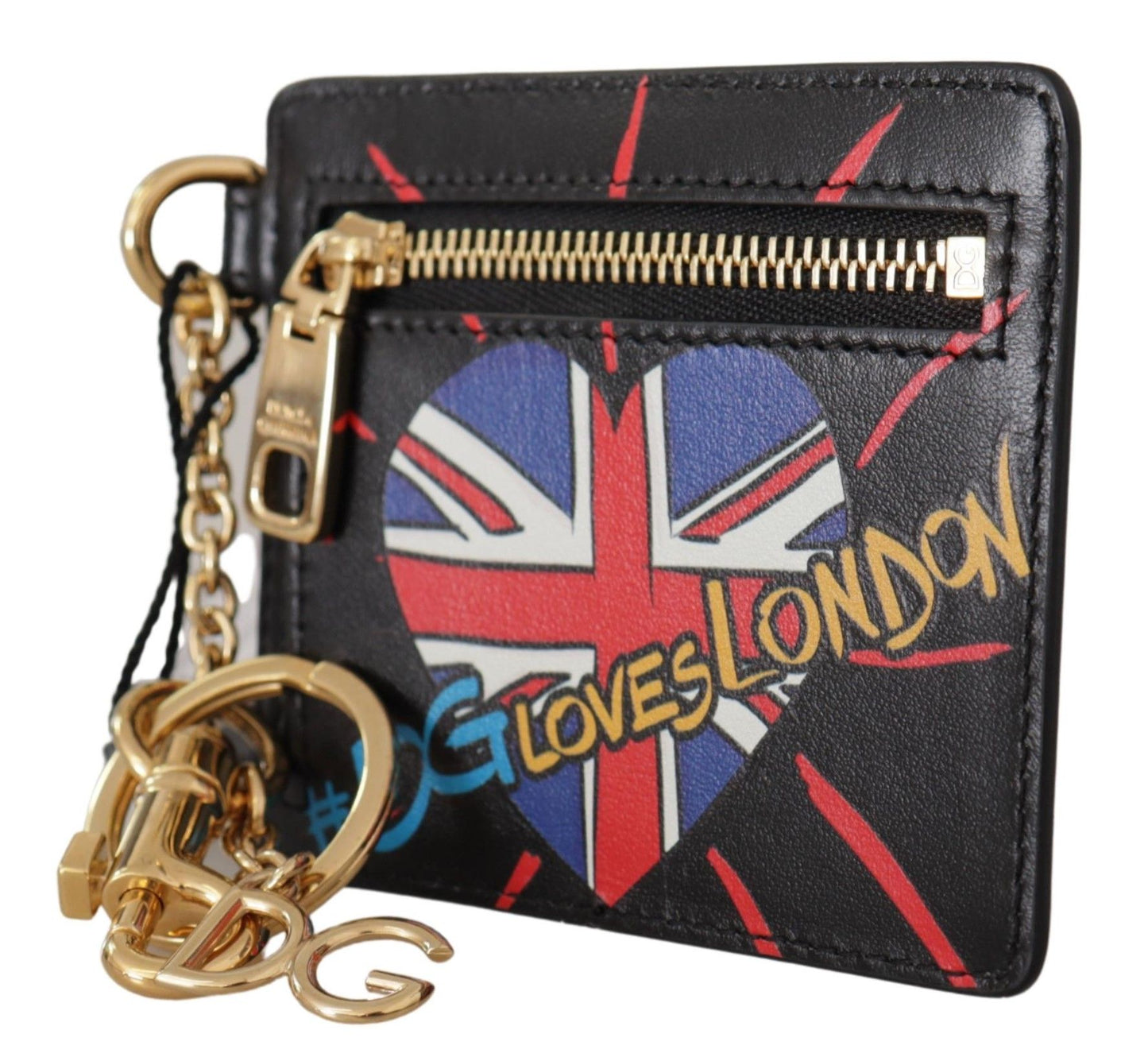 Dolce & Gabbana Black Leather #DGLovesLondon Keyring Cardholder Coin Case