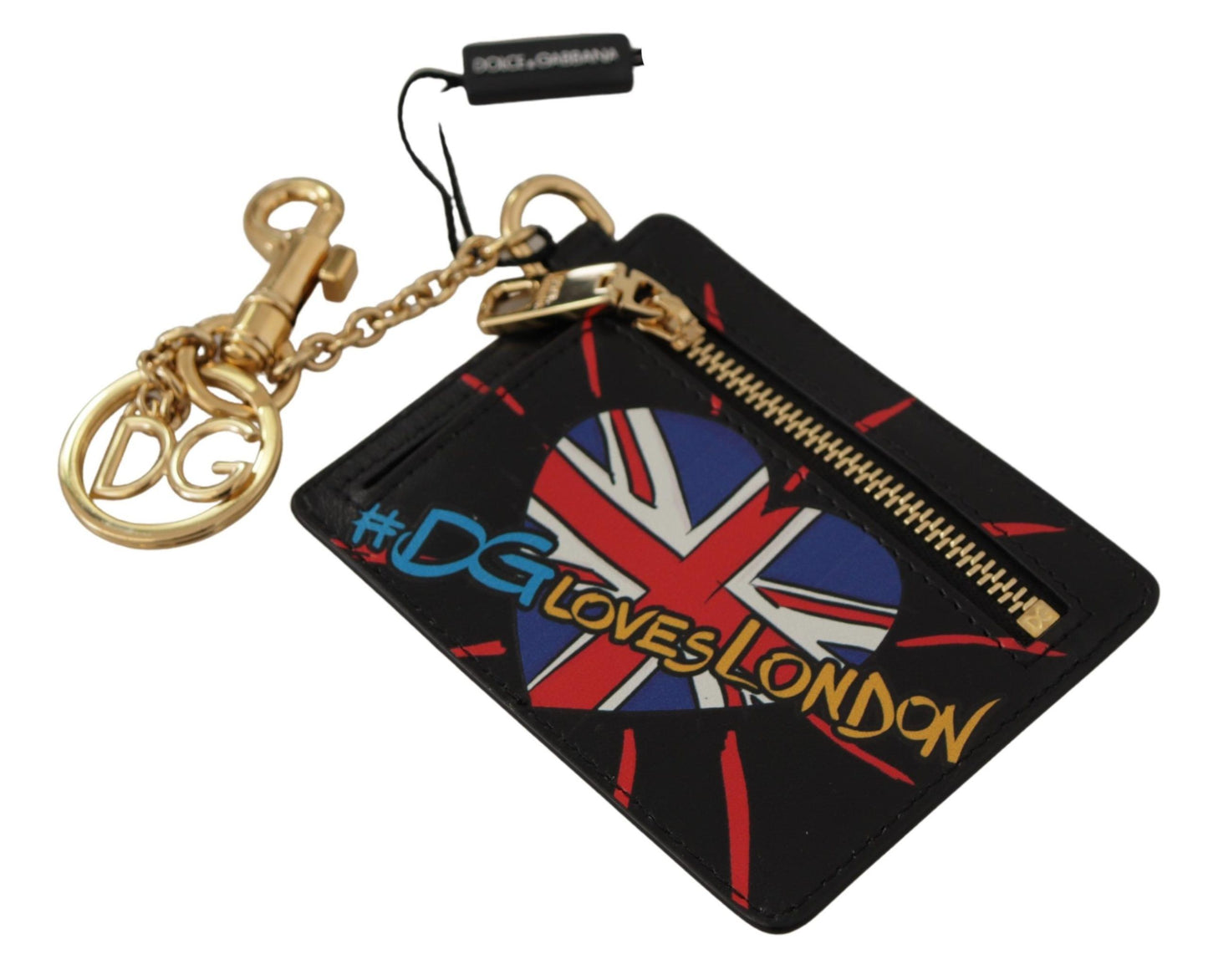 Dolce & Gabbana Black Leather #DGLovesLondon Keyring Cardholder Coin Case