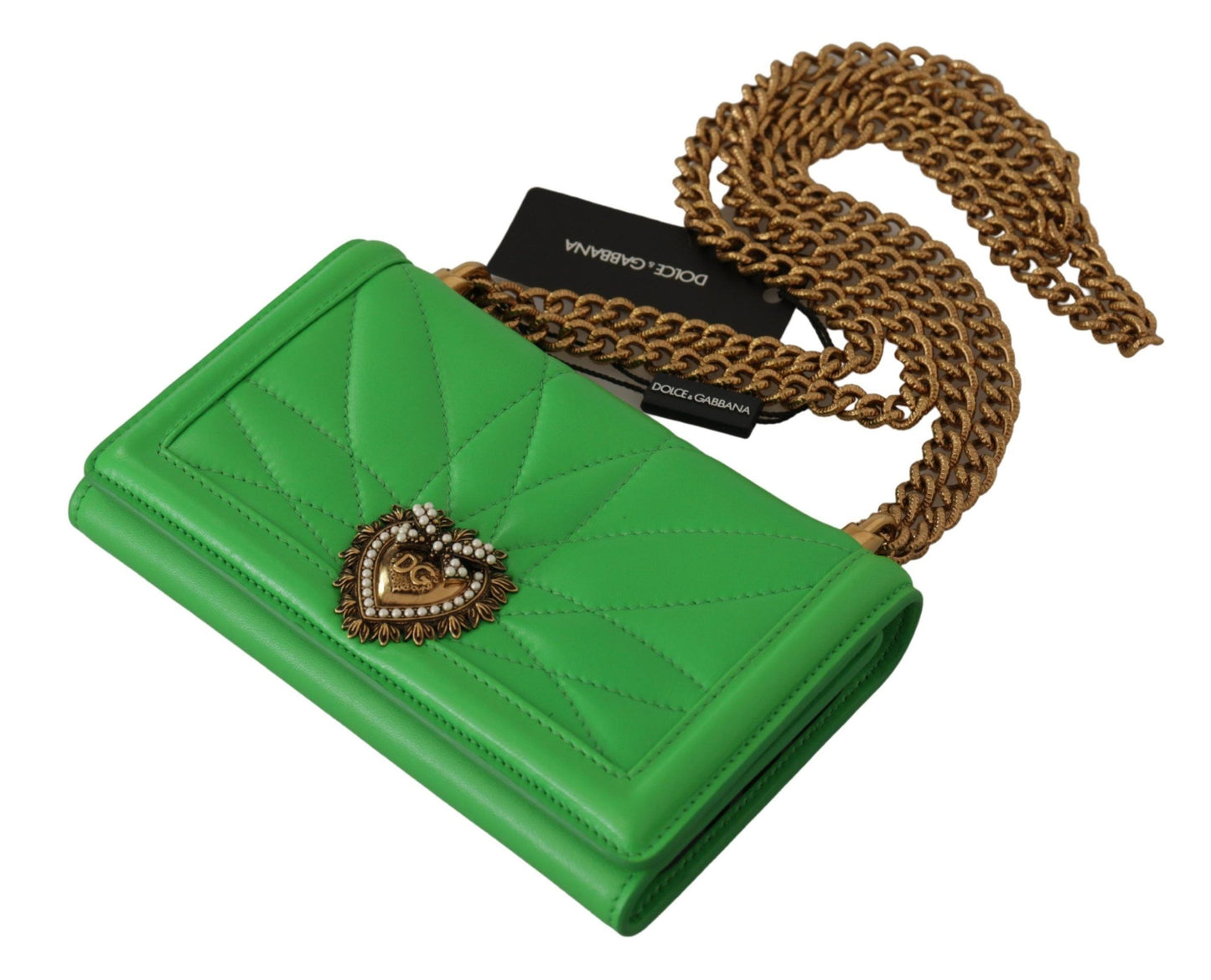 Dolce & Gabbana Green Leather Devotion Cardholder IPHONE 11 PRO Wallet