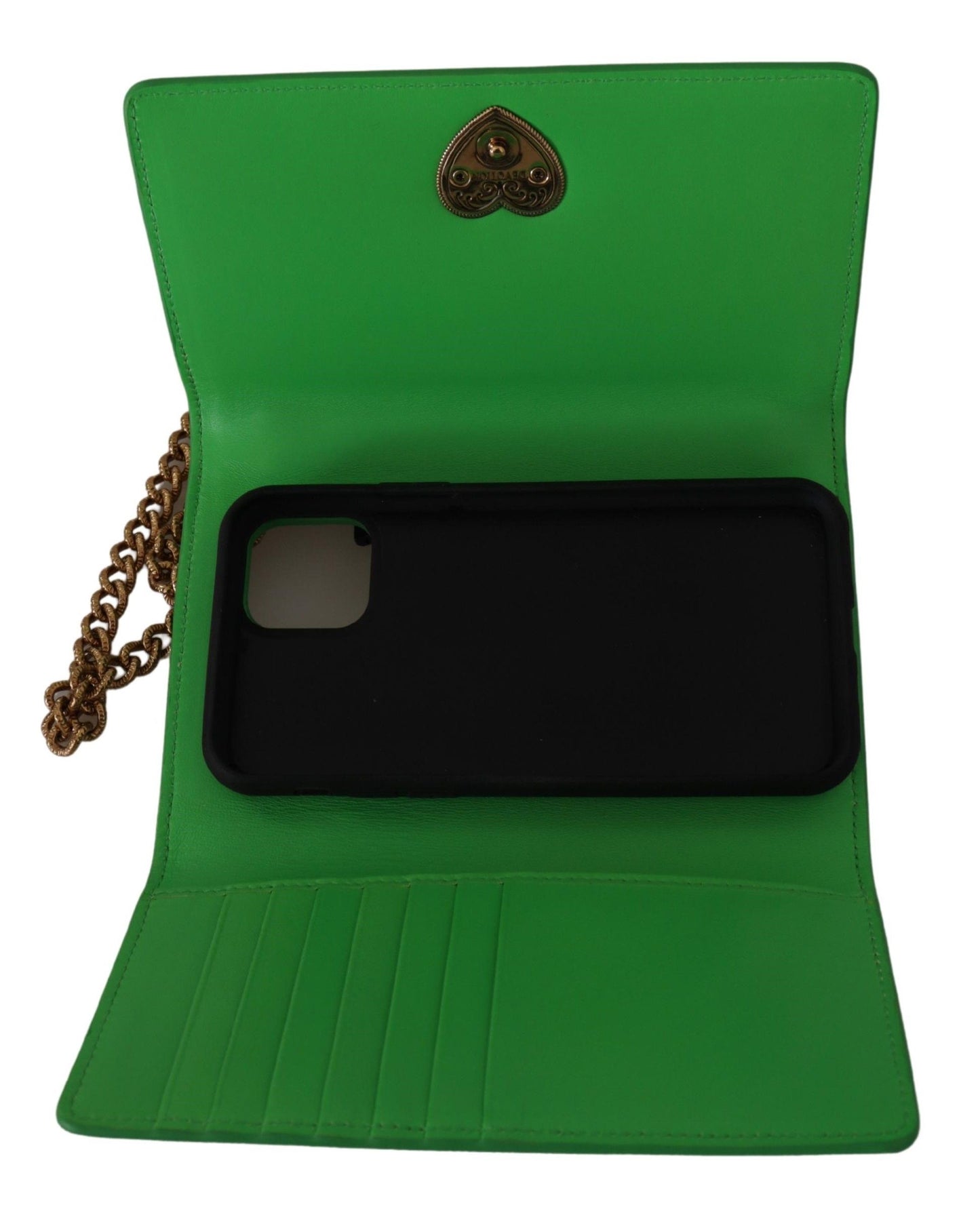 Dolce & Gabbana Green Leather Devotion Cardholder IPHONE 11 PRO Wallet