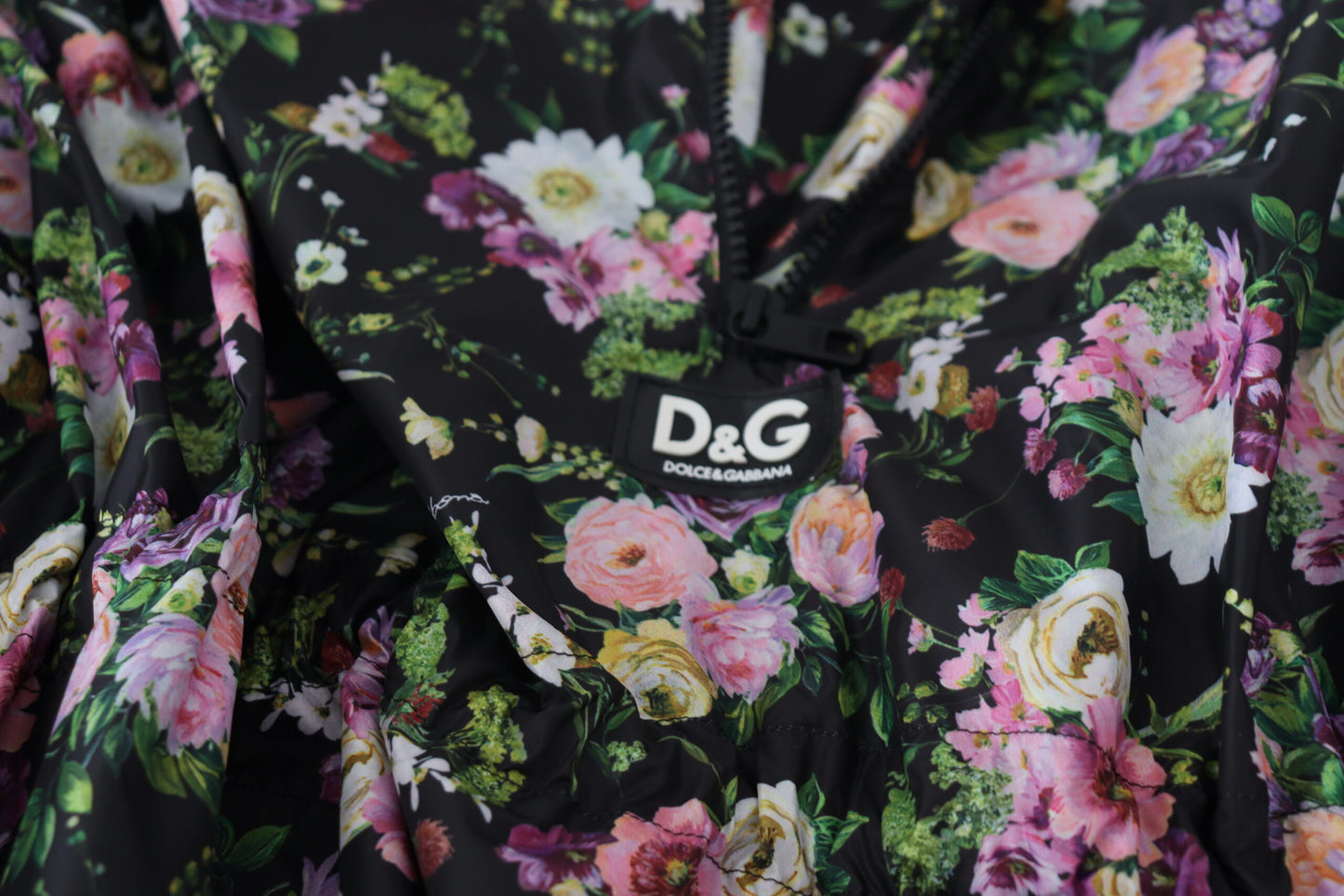 Dolce & Gabbana Black Floral Print Short Sleeves Mini Dress