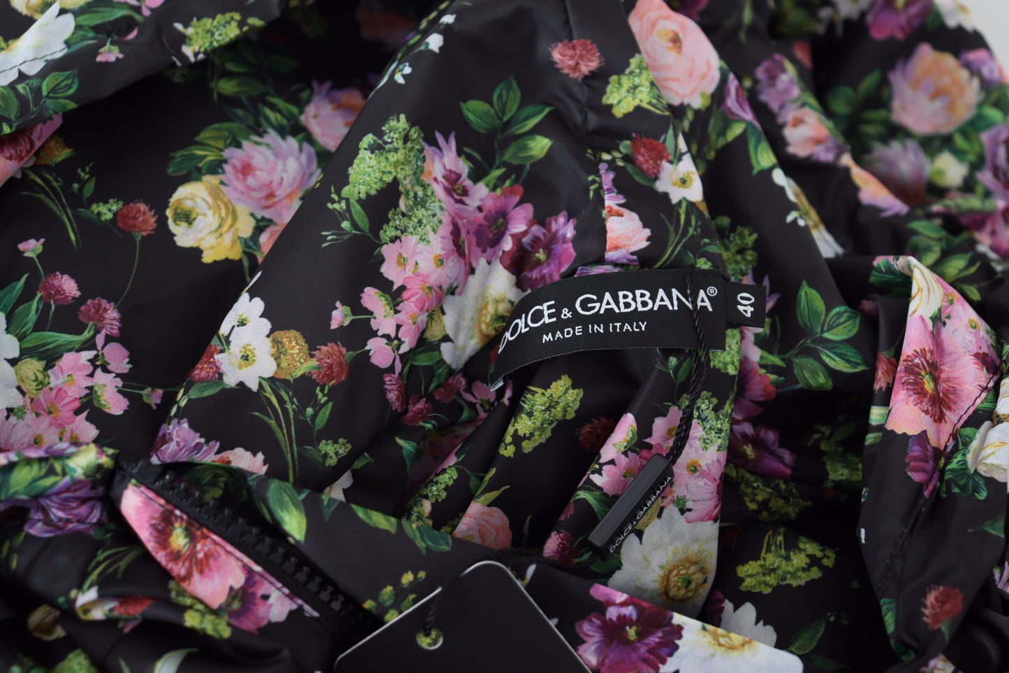 Dolce & Gabbana Black Floral Print Short Sleeves Mini Dress