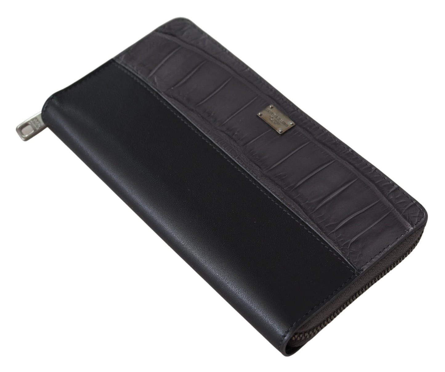 Dolce & Gabbana Black Zip Around Continental Clutch Leather Wallet