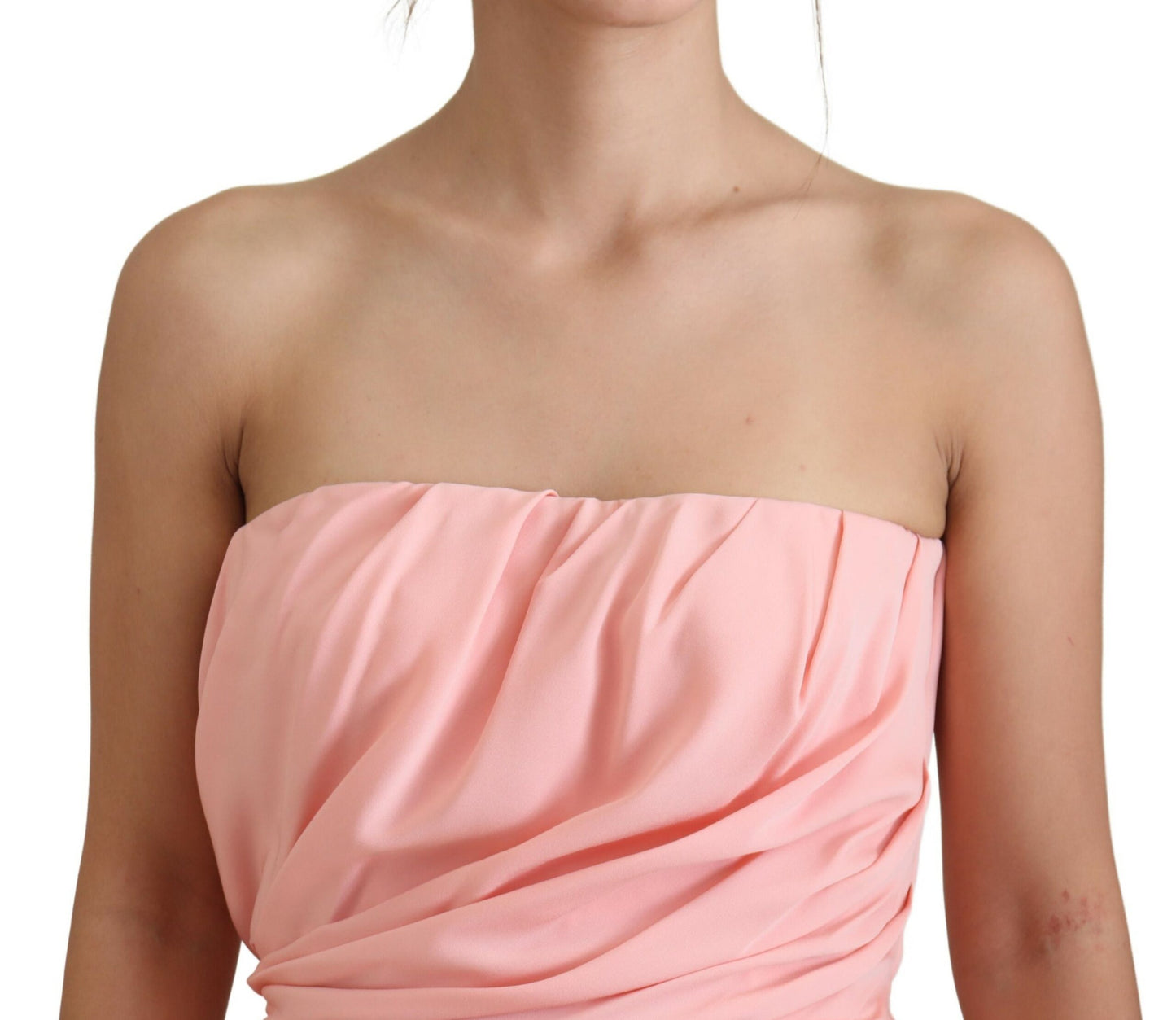 Dolce & Gabbana Pink Silk Stretch Strapless Sheath Dress