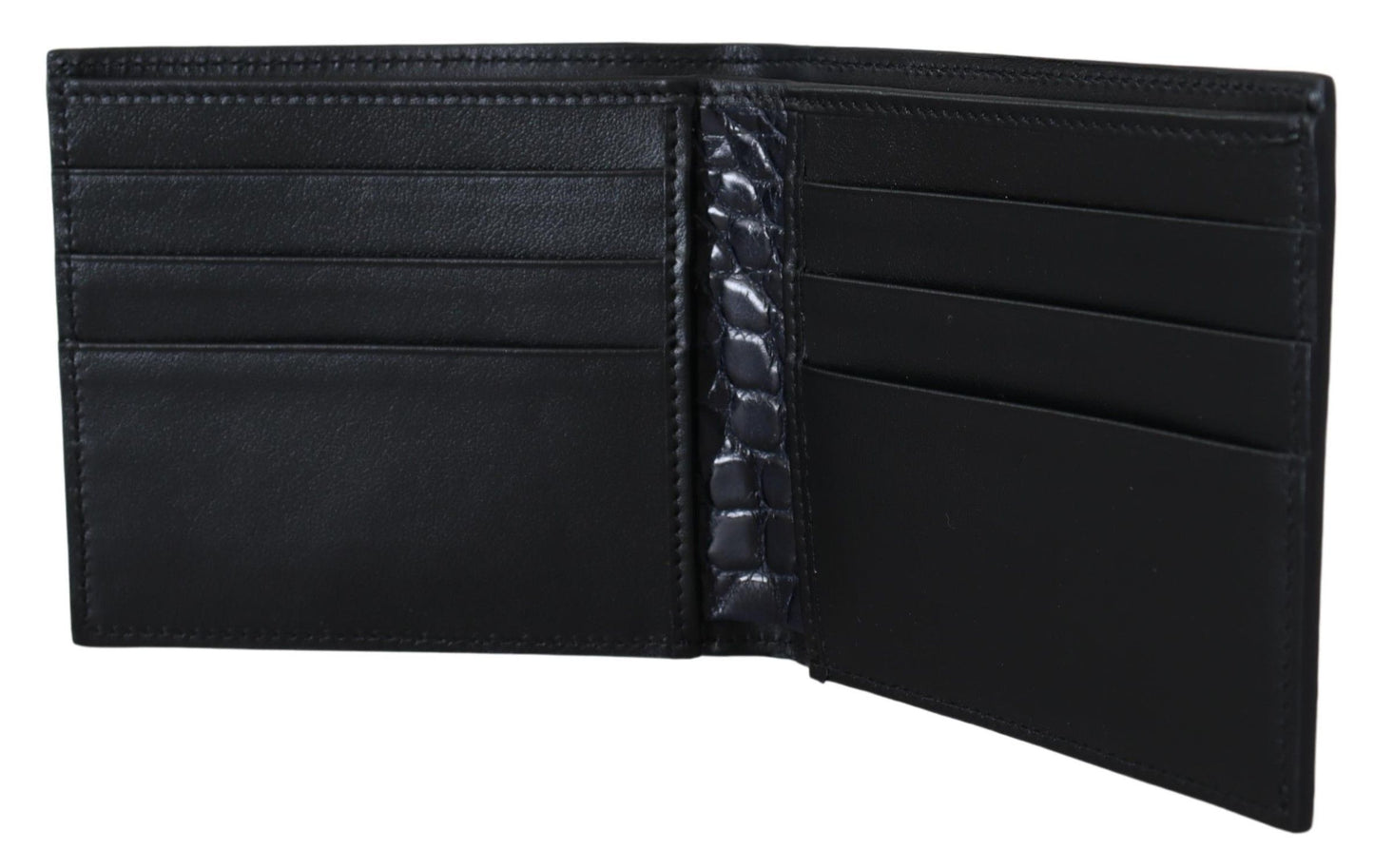 Dolce & Gabbana Black Bifold Card Holder Men Exotic Leather Wallet