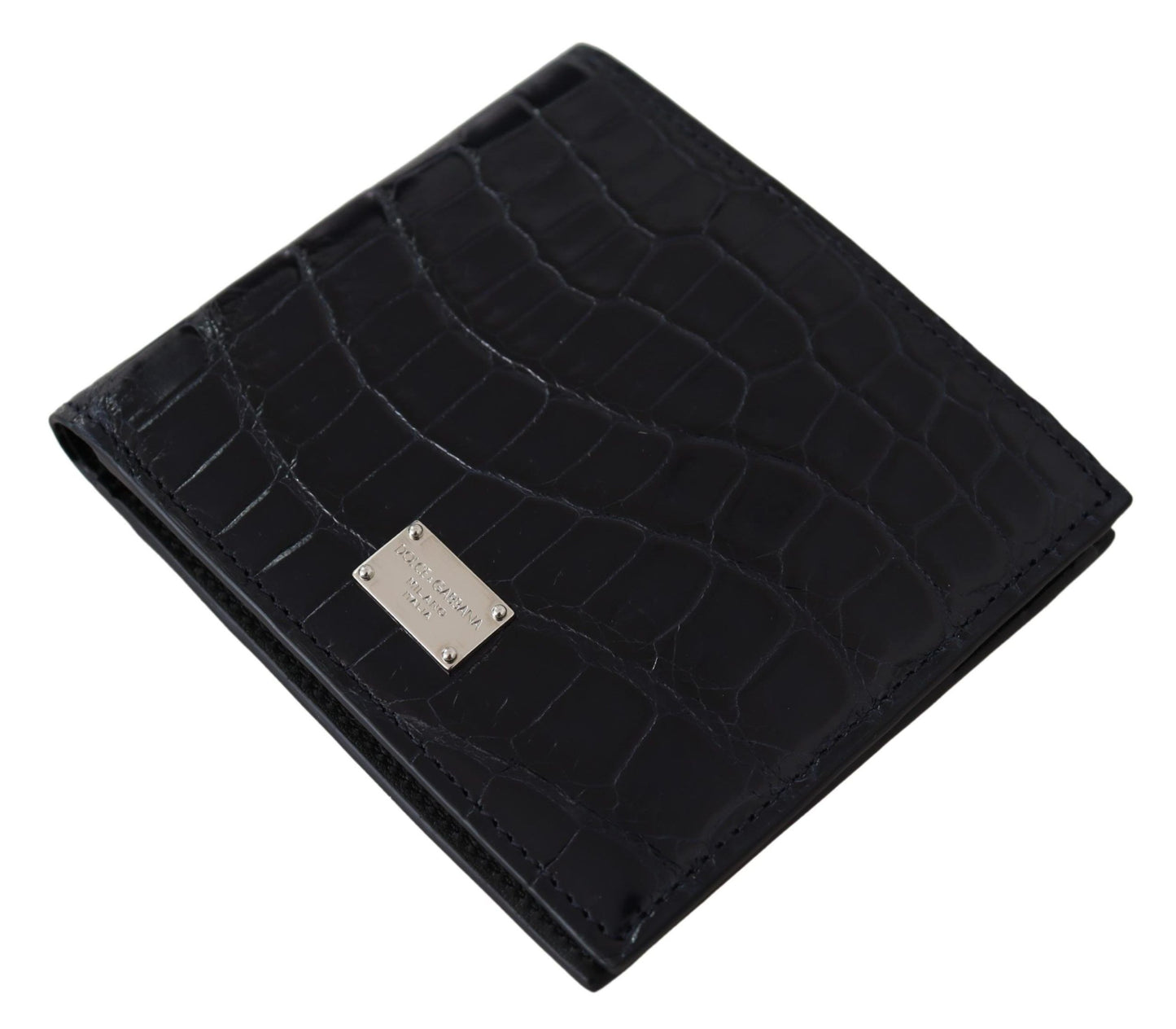 Dolce & Gabbana Black Bifold Card Holder Men Exotic Leather Wallet