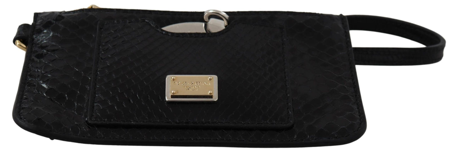 Dolce & Gabbana Black Leather Coin Purse Wristlet Mirror Agnese Wallet