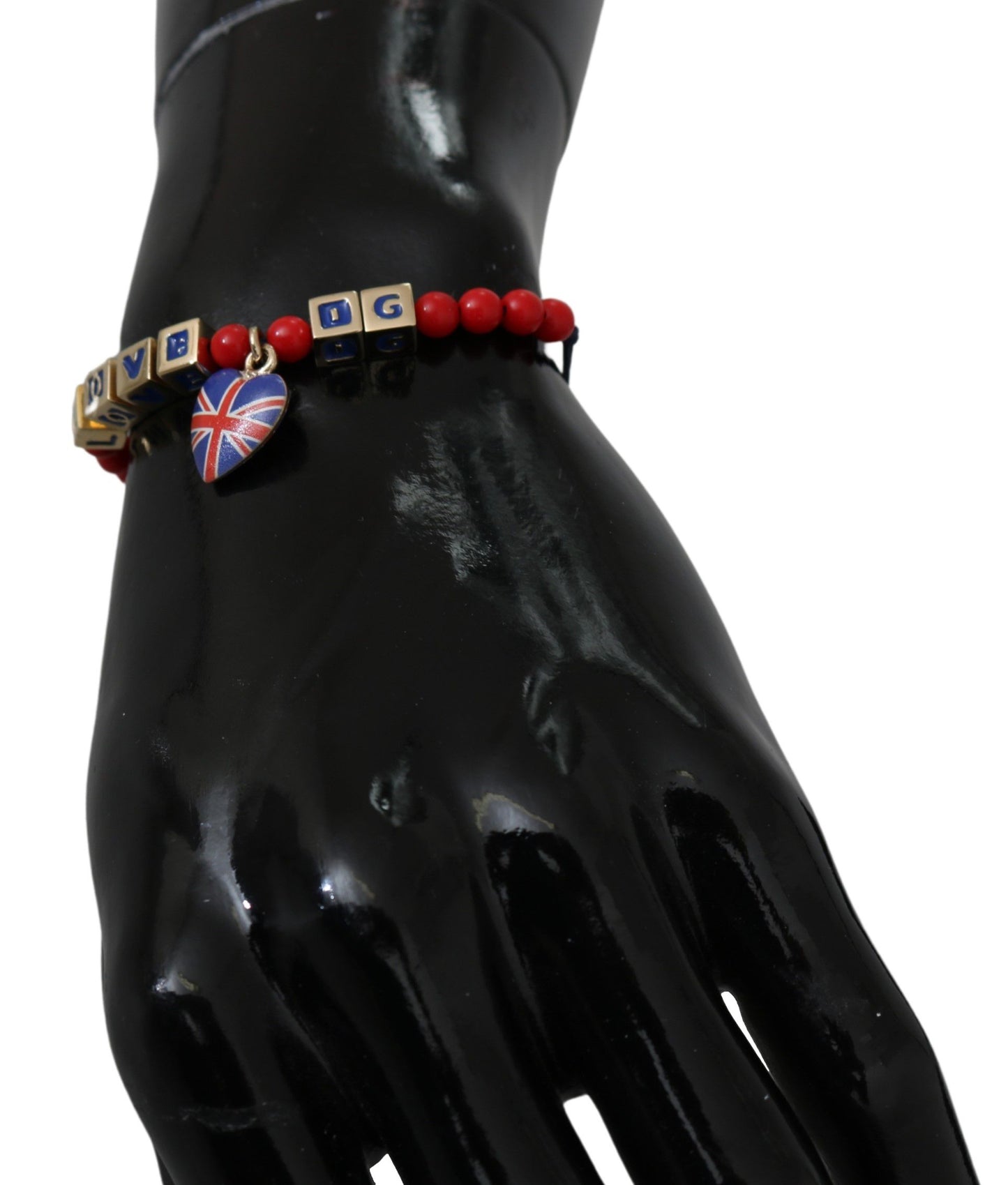 Dolce & Gabbana Red Blue Beaded DG LOVES LONDON Flag Branded Bracelet