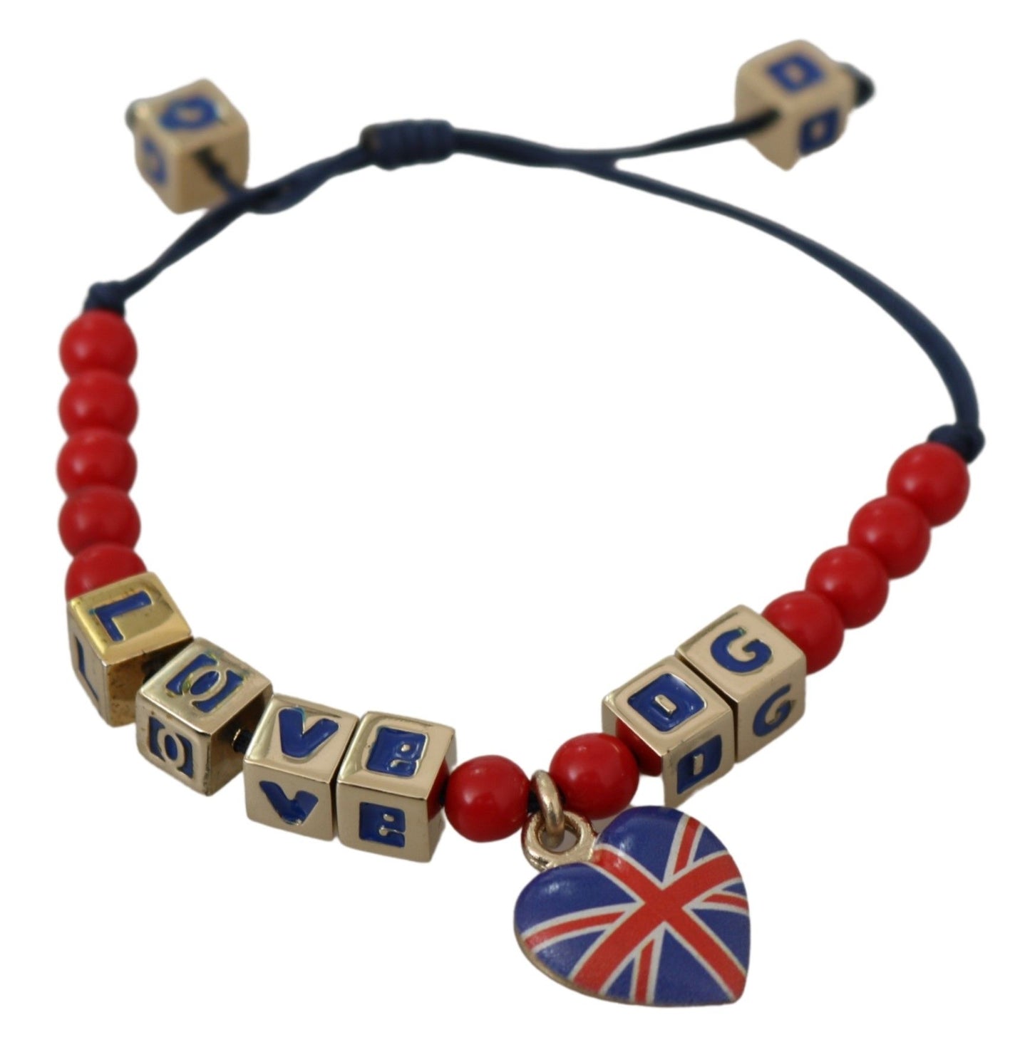 Dolce & Gabbana Red Blue Beaded DG LOVES LONDON Flag Branded Bracelet