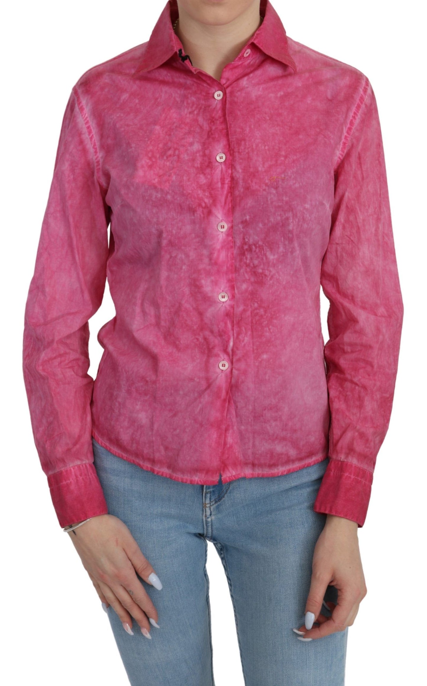 Ermanno Scervino Pink Collared Long Sleeve Shirt Blouse Top