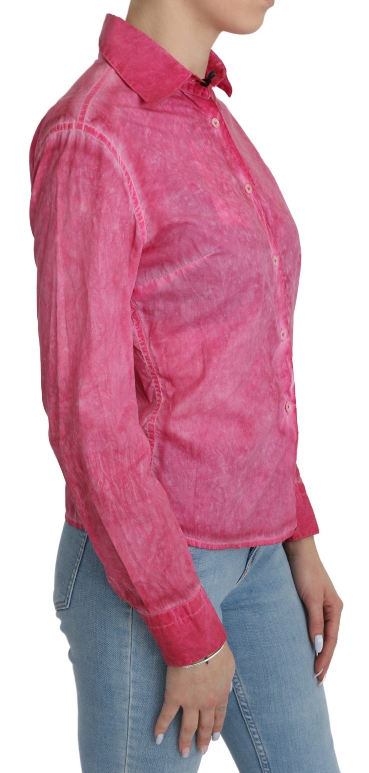 Ermanno Scervino Pink Collared Long Sleeve Shirt Blouse Top