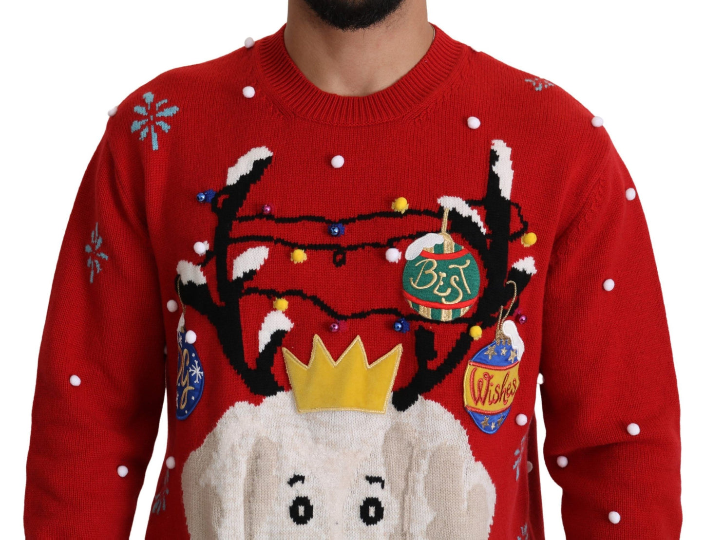 Dolce & Gabbana Red Christmas Dog Pullover Cashmere Sweater