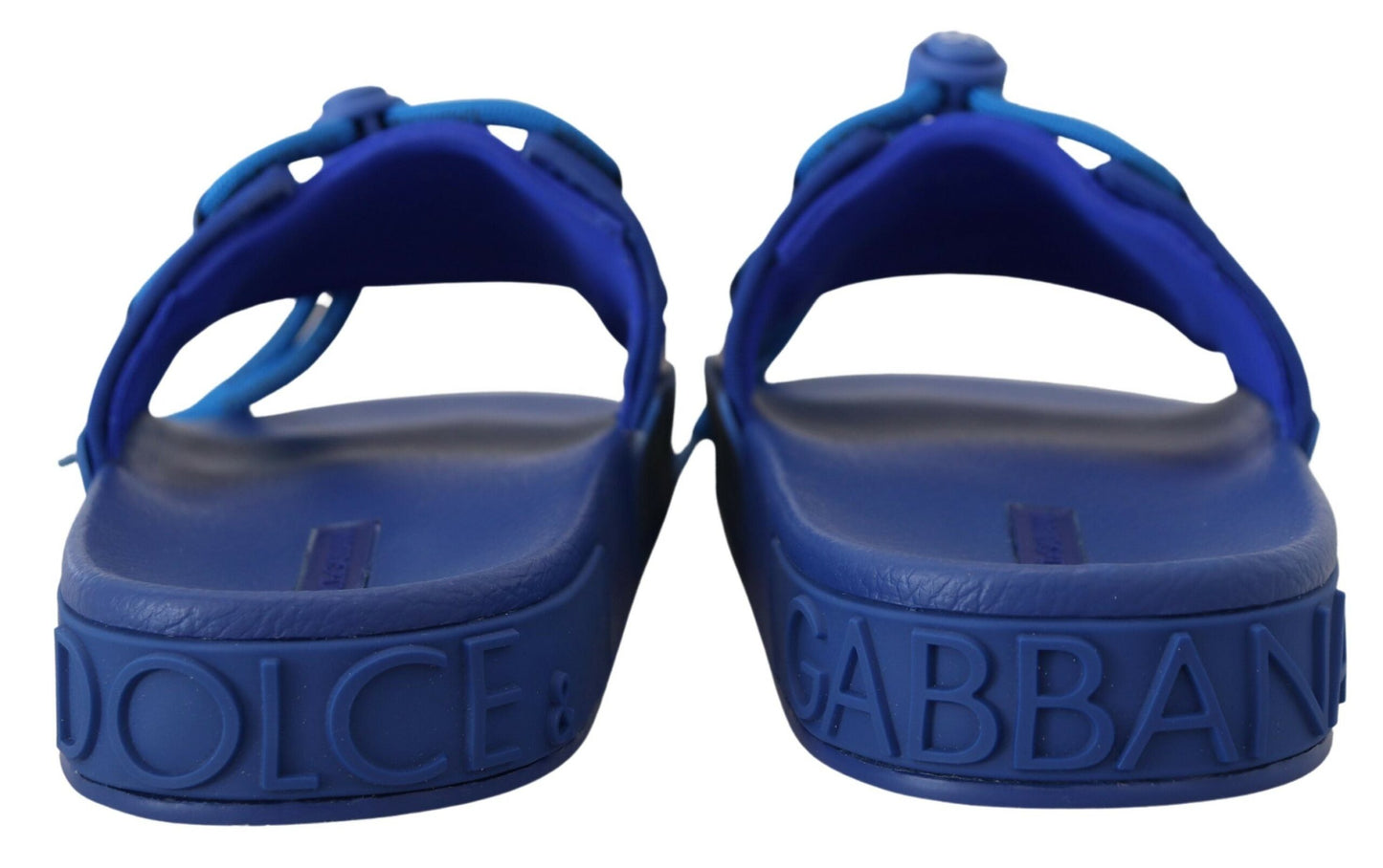 Dolce & Gabbana Blue Stretch Rubber Sandals Slides Slip On Shoes