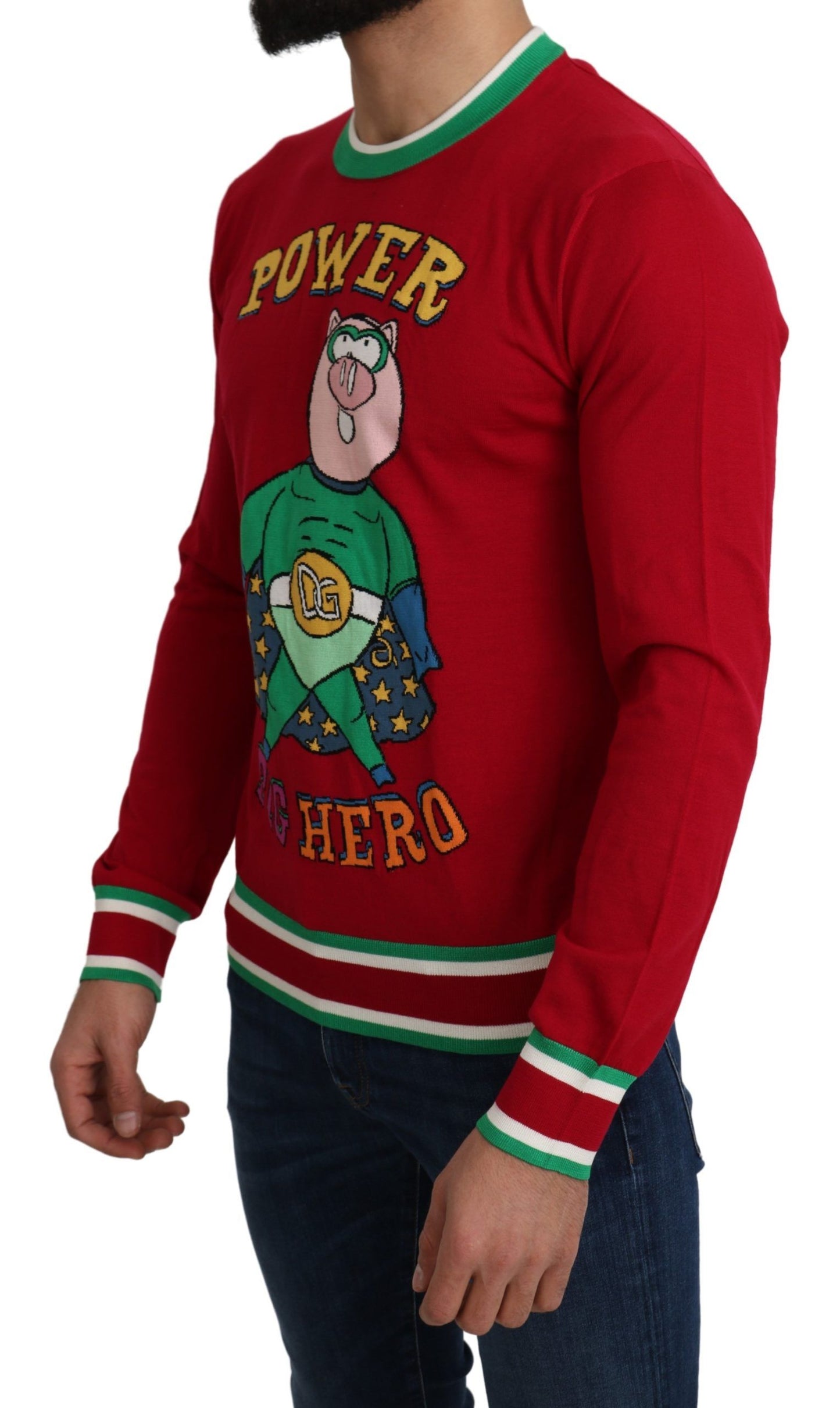 Dolce & Gabbana Red Wool Silk Pig of the Year Sweater