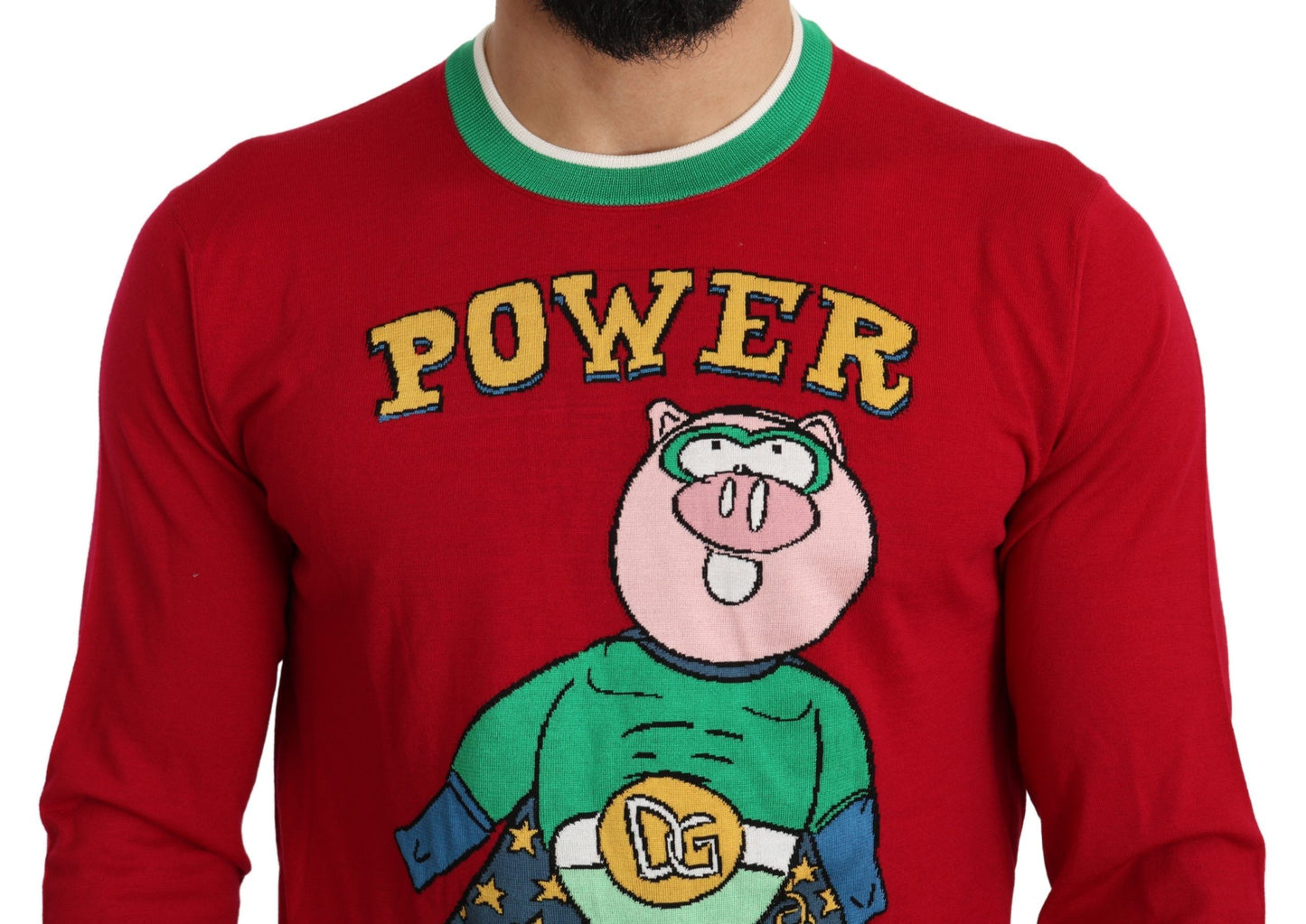 Dolce & Gabbana Red Wool Silk Pig of the Year Sweater