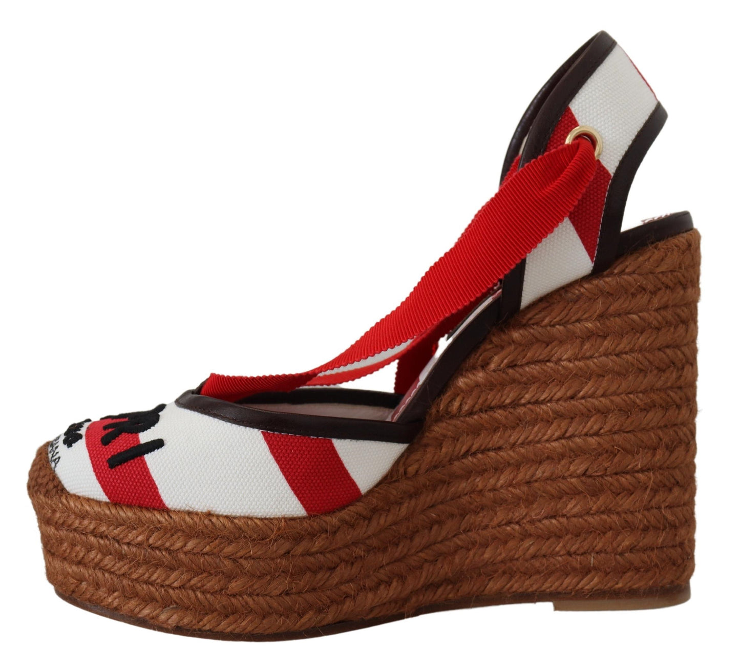 Dolce & Gabbana Multicolor Wedges Lace Up Strap Logo Print Sandals