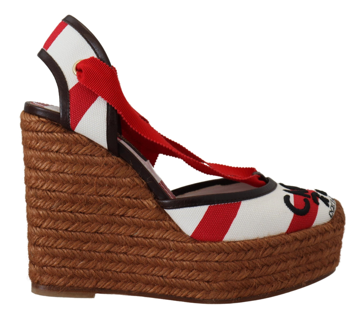 Dolce & Gabbana Multicolor Wedges Lace Up Strap Logo Print Sandals