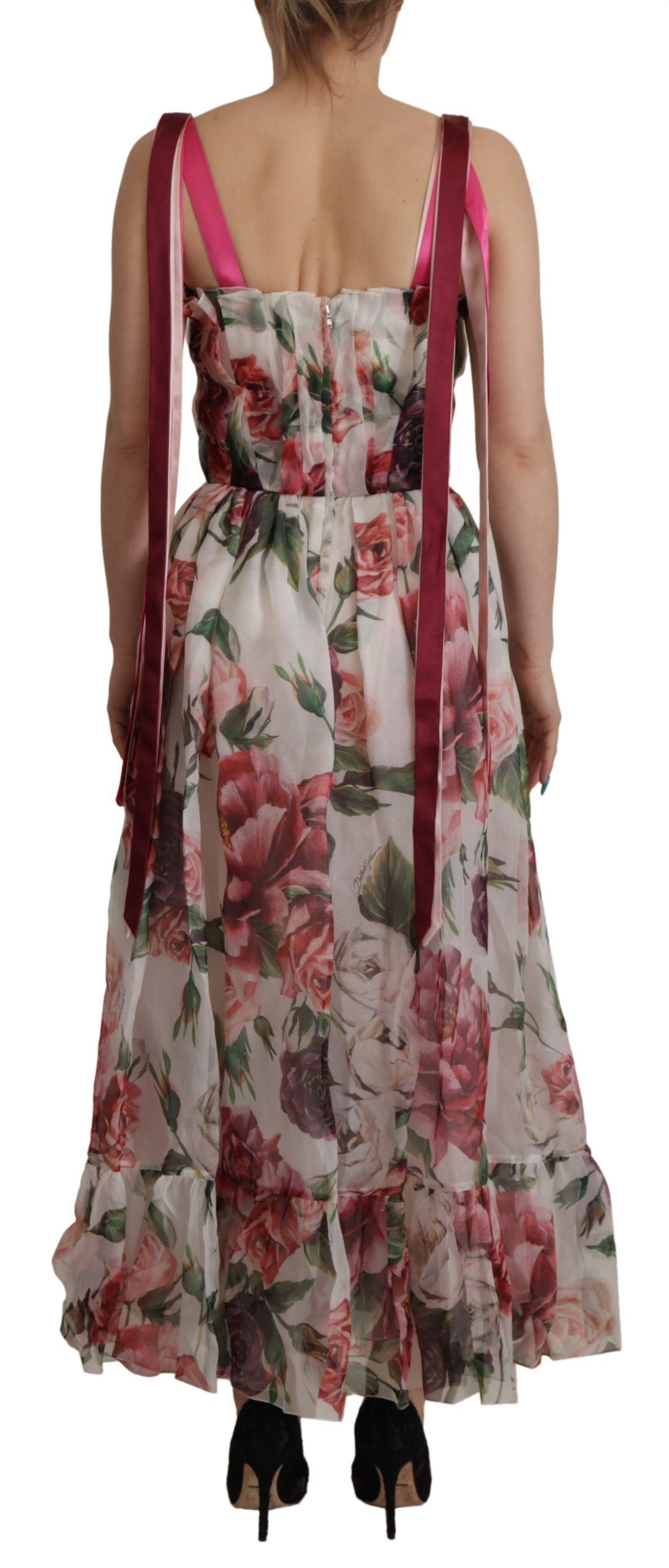 Dolce & Gabbana Multicolor Roses Floral Silk Long Maxi Dress