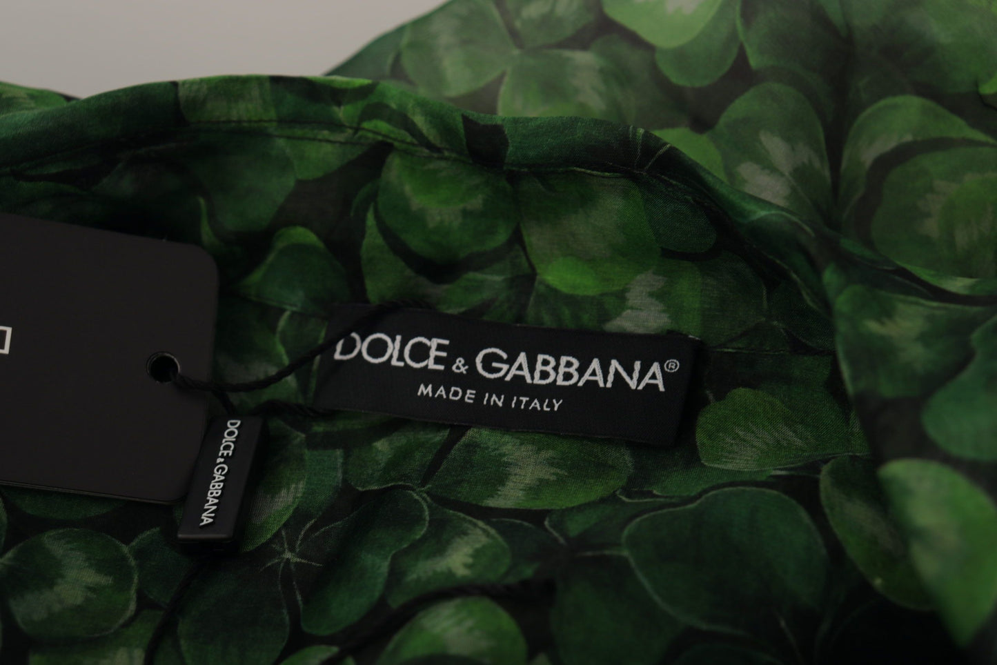 Dolce & Gabbana Green, black Coat Jacket Four Leaf Clover Print Organza Trench Dress