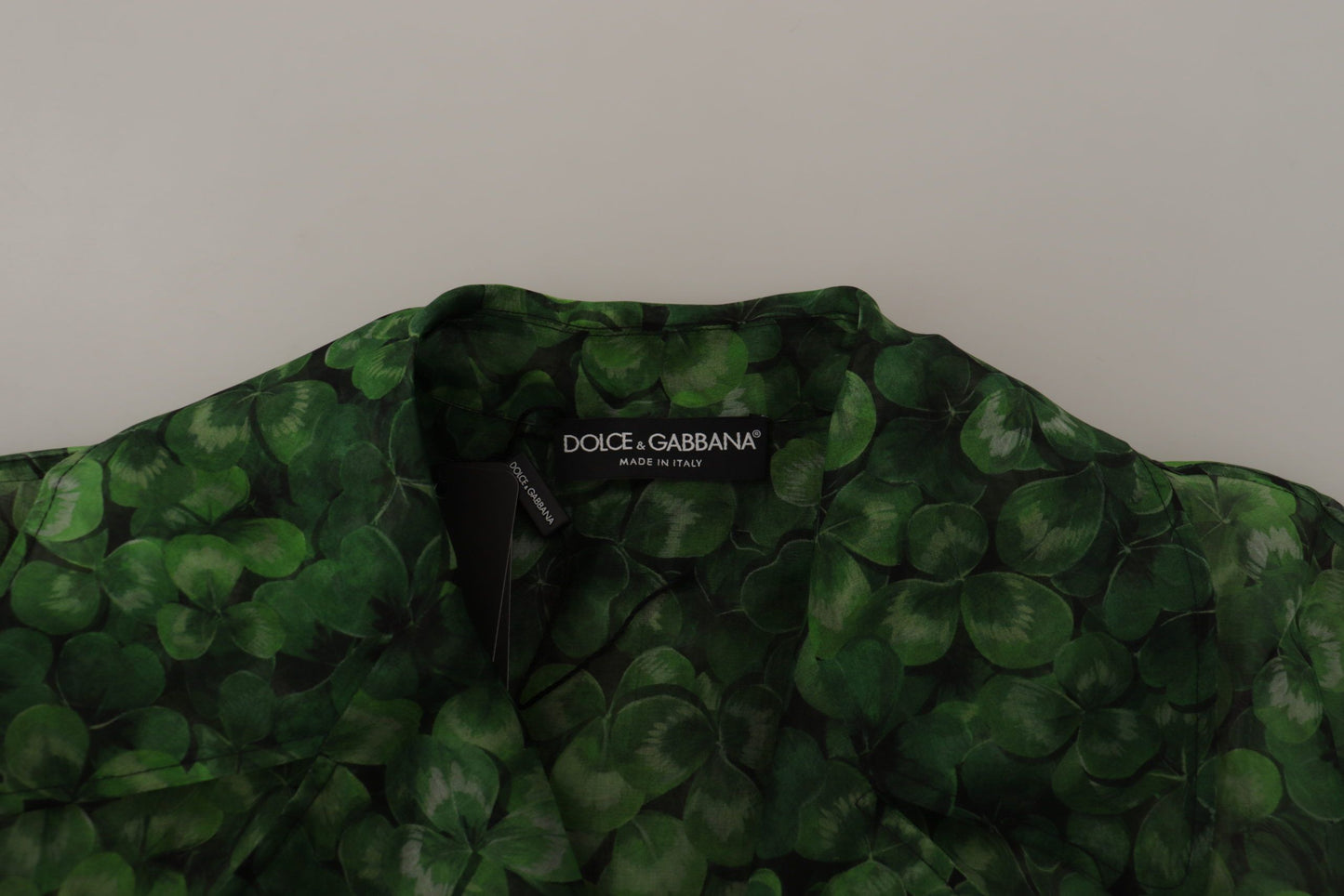 Dolce & Gabbana Green, black Coat Jacket Four Leaf Clover Print Organza Trench Dress