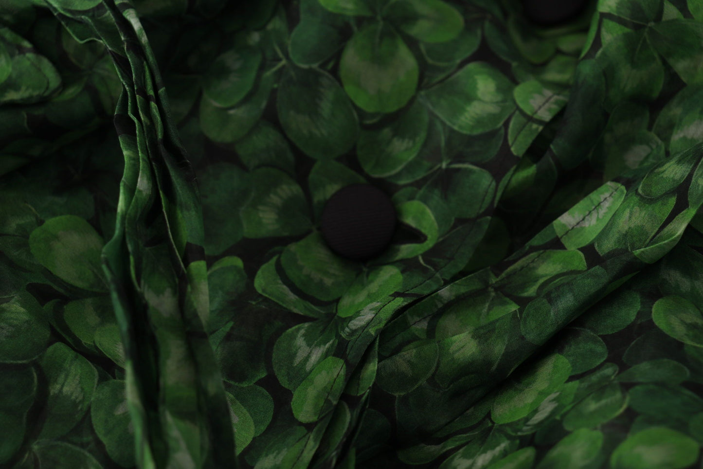 Dolce & Gabbana Green, black Coat Jacket Four Leaf Clover Print Organza Trench Dress