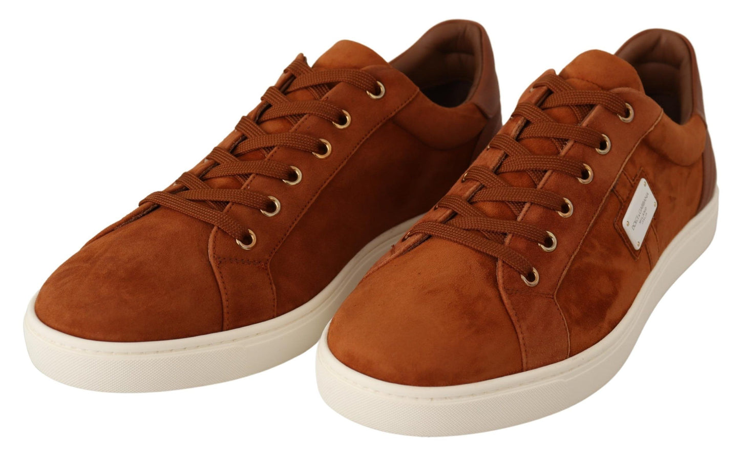 Dolce & Gabbana Light Brown Suede Leather Low Tops Sneakers