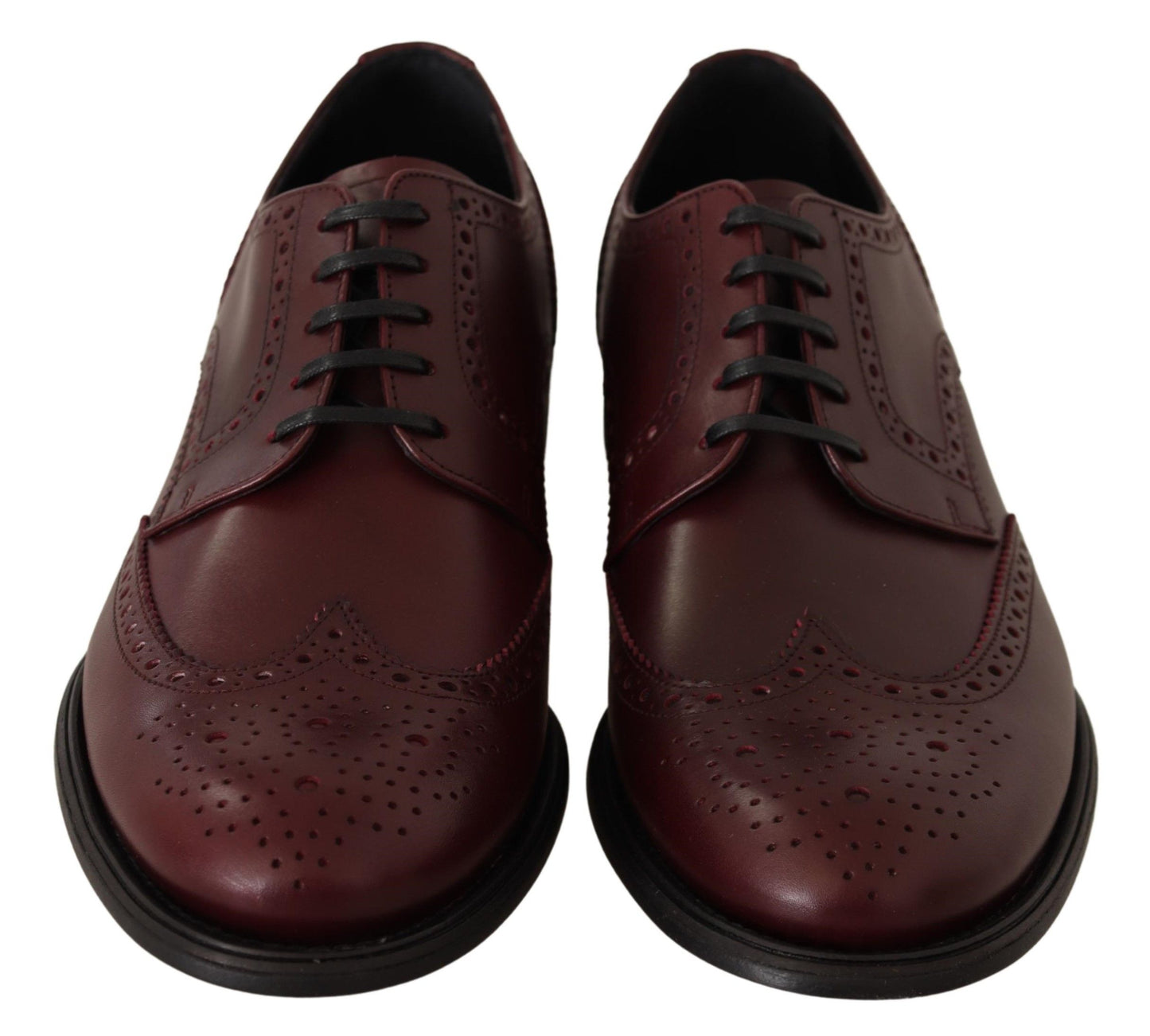 Dolce & Gabbana Bordeaux Leather Oxford Wingtip Formal Shoes