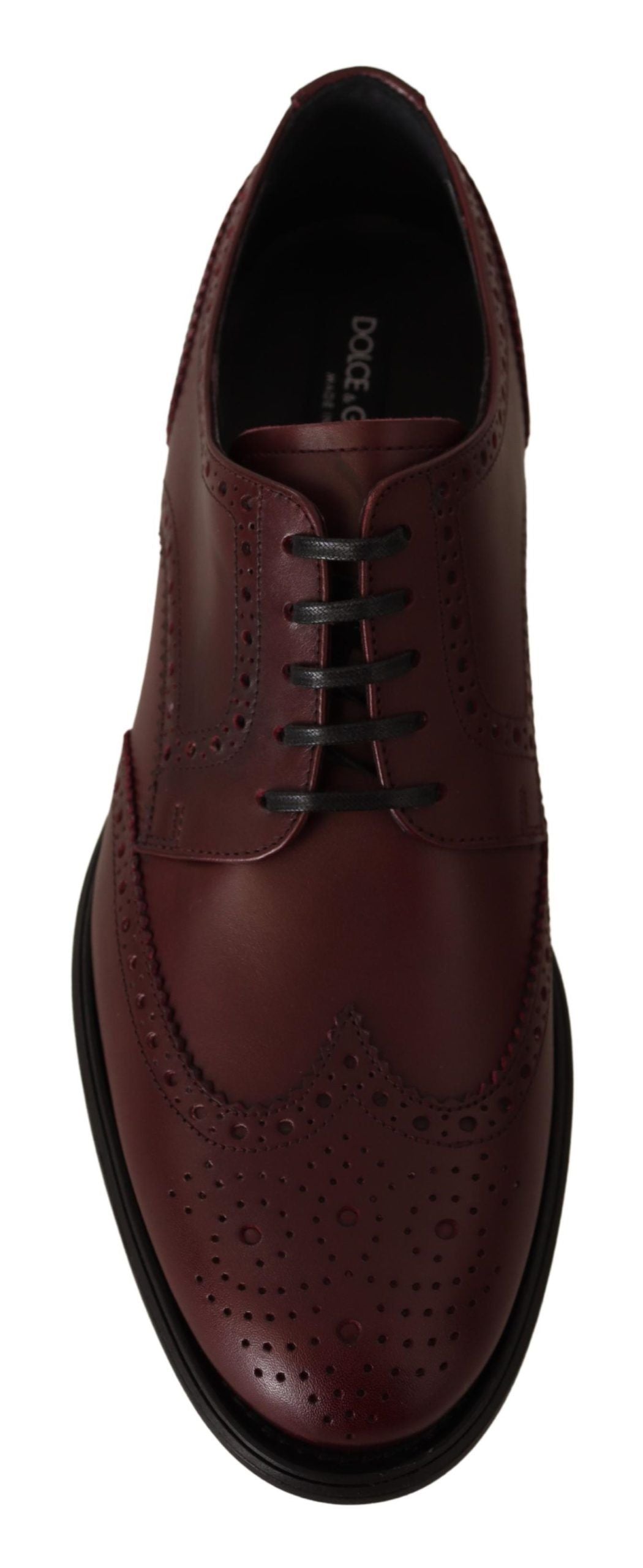 Dolce & Gabbana Bordeaux Leather Oxford Wingtip Formal Shoes