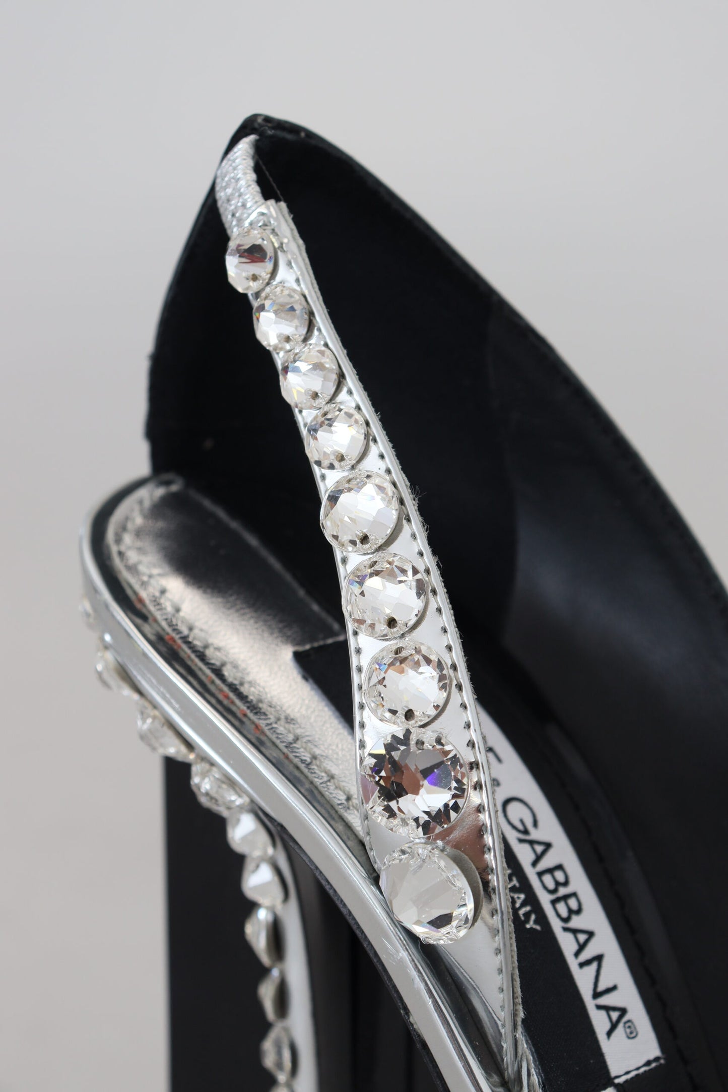 Dolce & Gabbana Black Silver Crystal Double Design High Heels Shoes