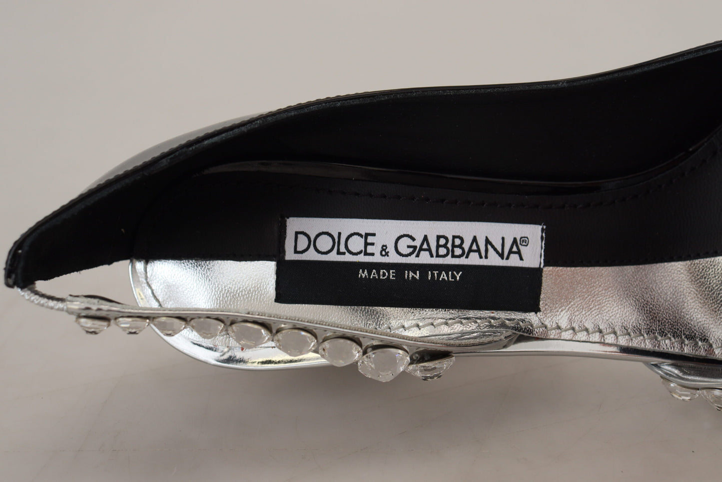 Dolce & Gabbana Black Silver Crystal Double Design High Heels Shoes