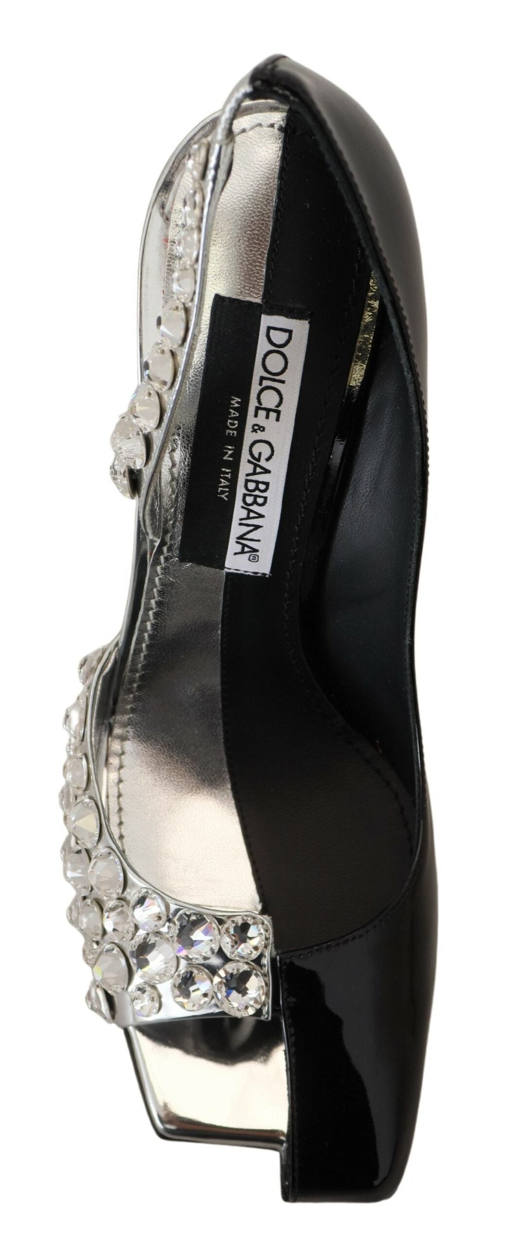 Dolce & Gabbana Black Silver Crystal Double Design High Heels Shoes