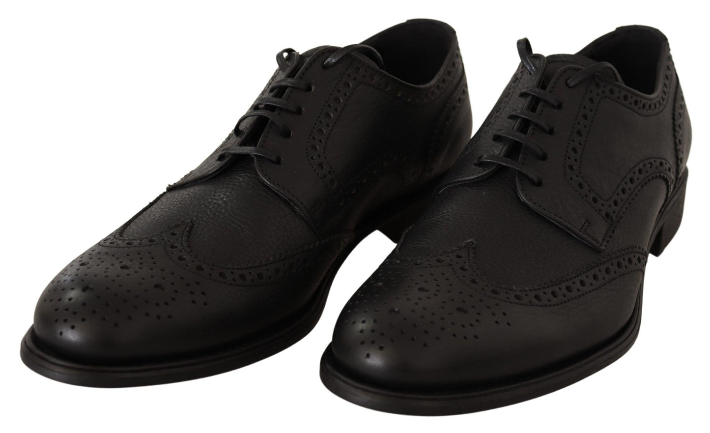 Dolce & Gabbana Black Leather Oxford Wingtip Formal Dress Shoes