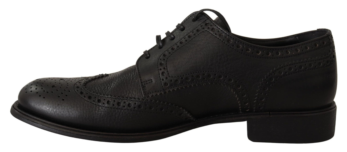 Dolce & Gabbana Black Leather Oxford Wingtip Formal Dress Shoes