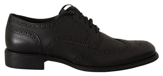 Dolce & Gabbana Black Leather Oxford Wingtip Formal Dress Shoes