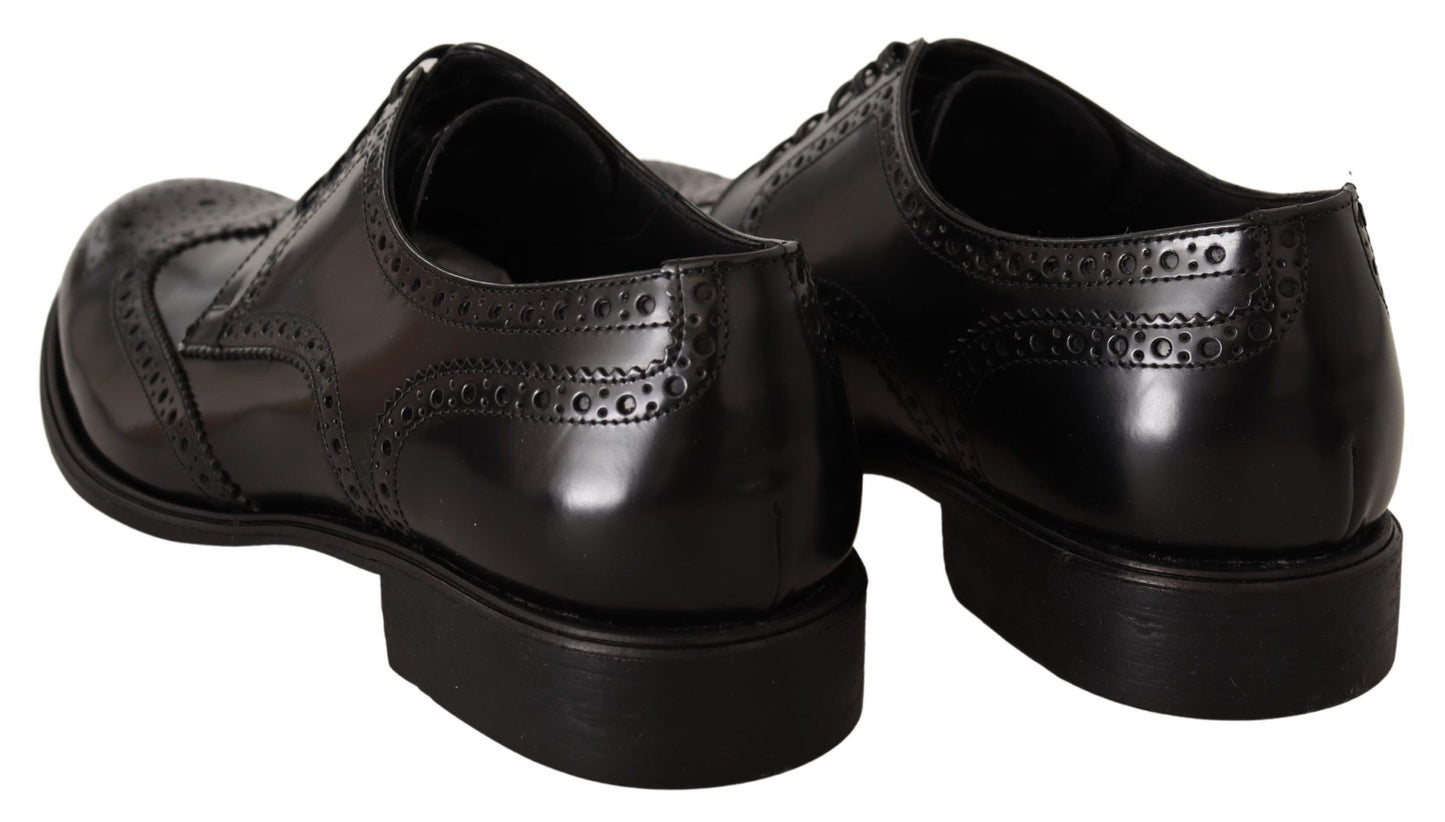 Dolce & Gabbana Black Leather Oxford Wingtip Formal Shoes