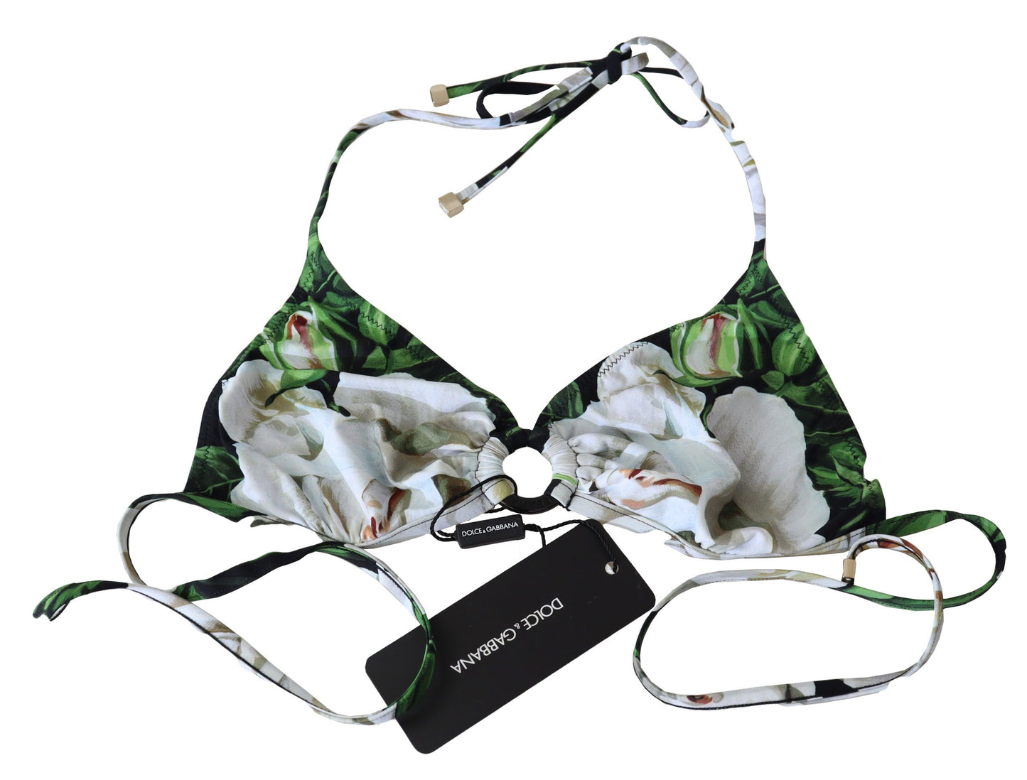 Dolce & Gabbana Multicolor Floral Print Halter Swimwear Bikini Top