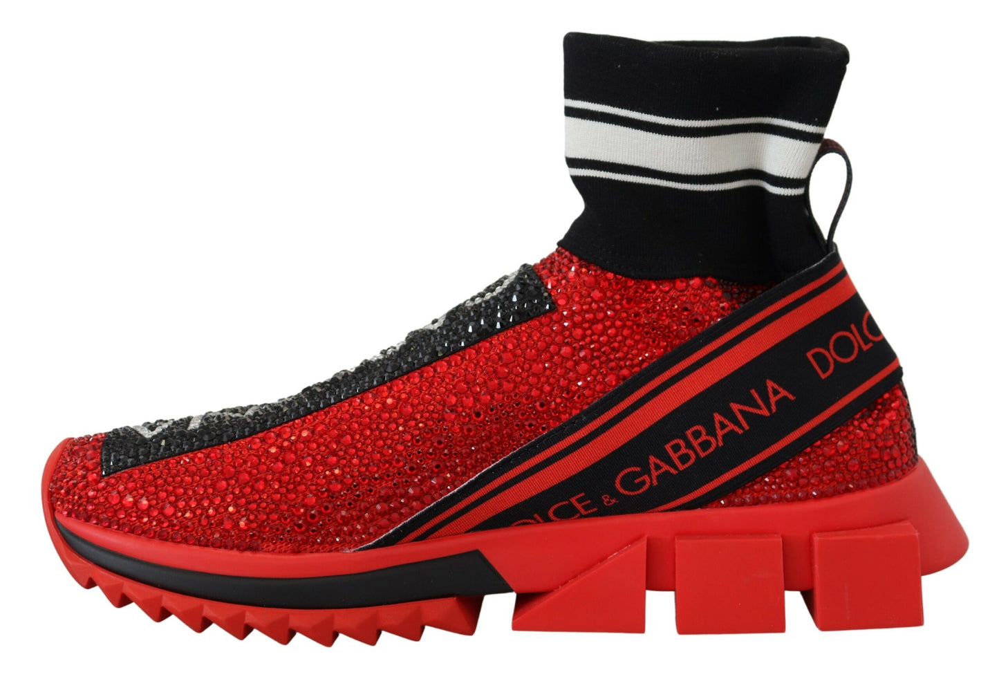 Dolce & Gabbana Red Bling Sorrento Sneakers Socks Shoes