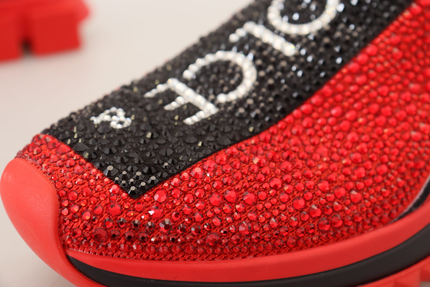 Dolce & Gabbana Red Bling Sorrento Sneakers Socks Shoes