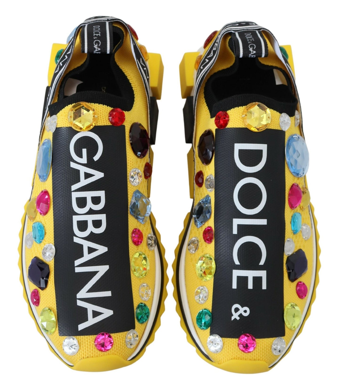 Dolce & Gabbana Yellow Sorrento Crystals Sneakers Shoes