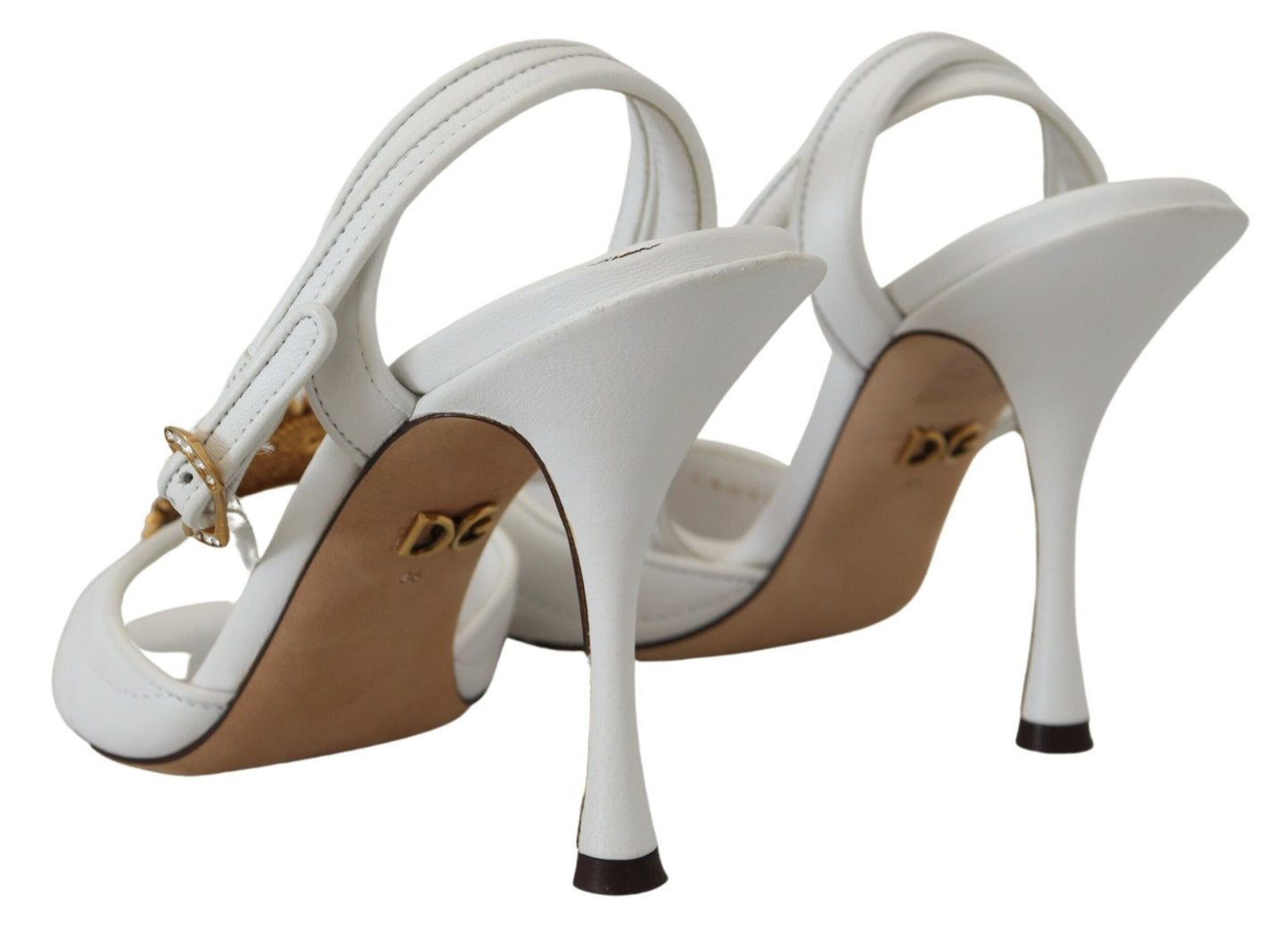 Dolce & Gabbana White Devotion Embellished Sandals Shoes