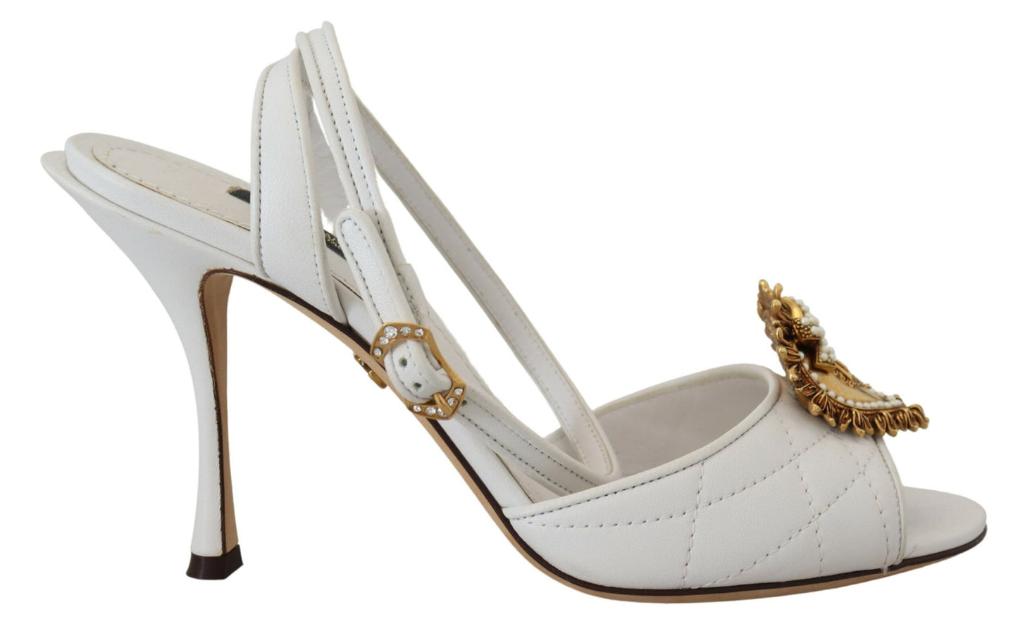 Dolce & Gabbana White Devotion Embellished Sandals Shoes