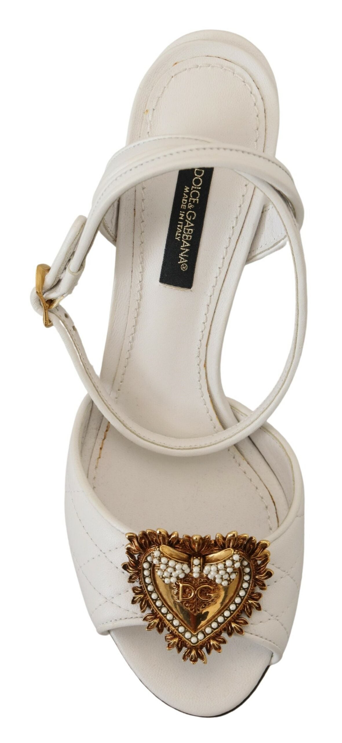 Dolce & Gabbana White Devotion Embellished Sandals Shoes