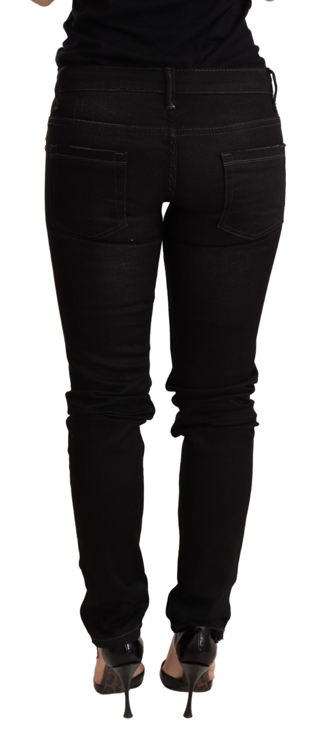 Acht Black Low Waist Skinny Denim Trouser