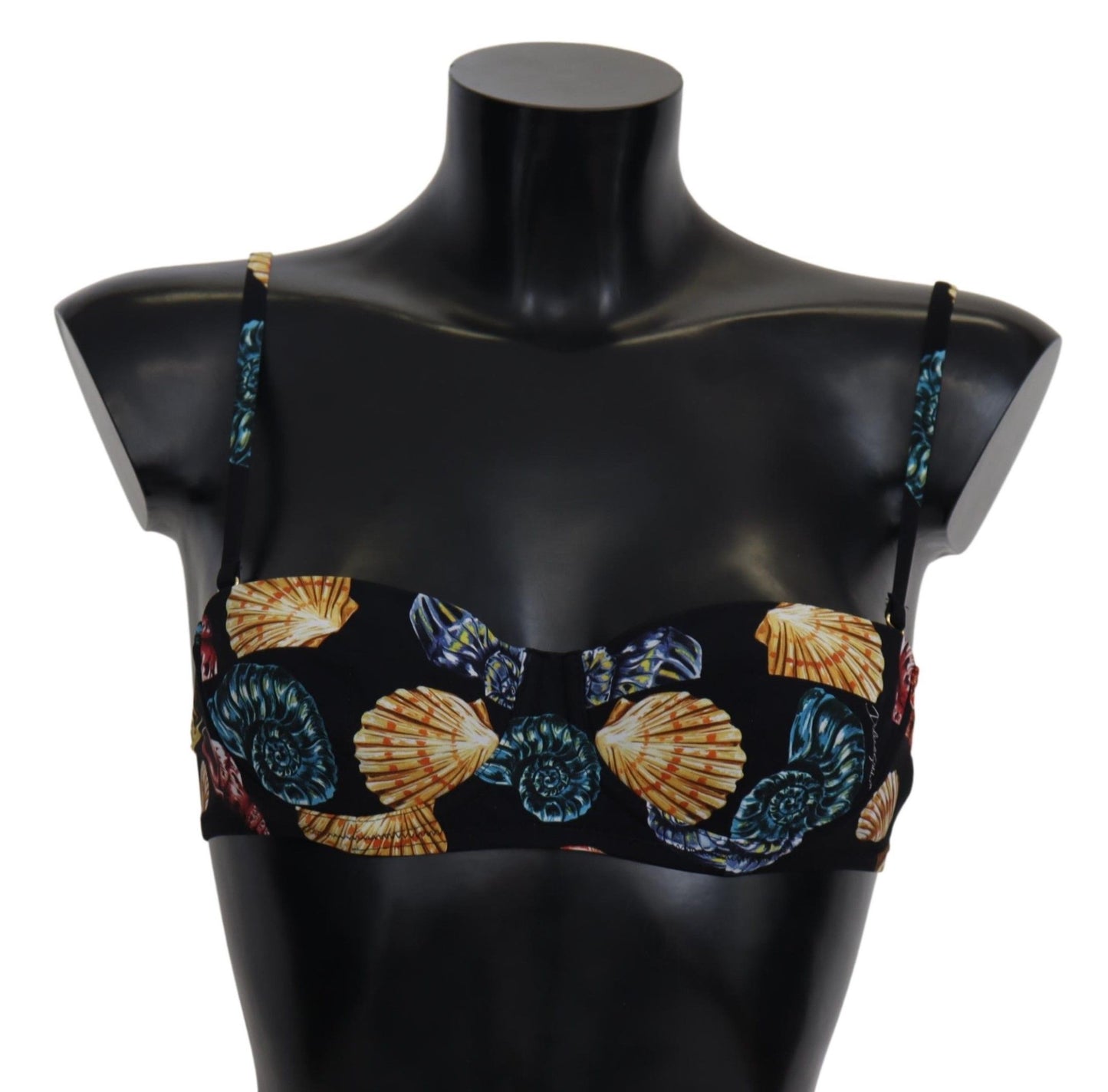 Dolce & Gabbana Black Seashells Print Women Swimwear Bikini Tops