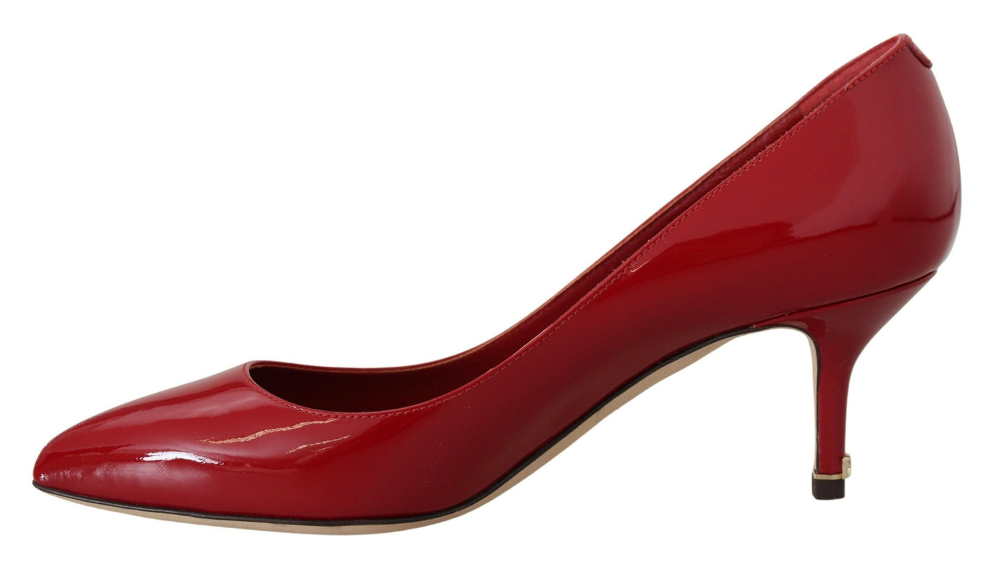 Dolce & Gabbana Red Patent Leather Kitten Heels Pumps Shoes