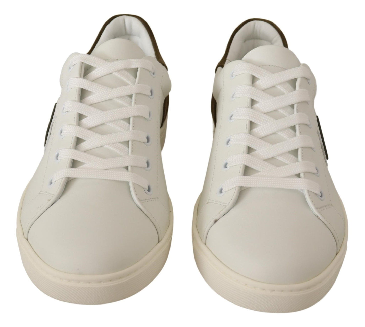 Dolce & Gabbana White Suede Leather Mens Low Tops Sneakers