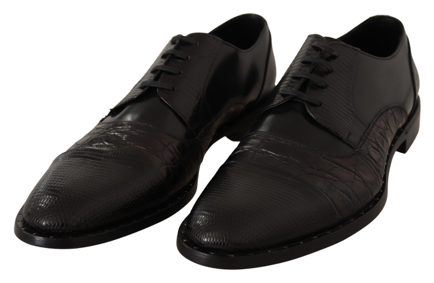 Dolce & Gabbana Black Leather Exotic Skins Formal Shoes